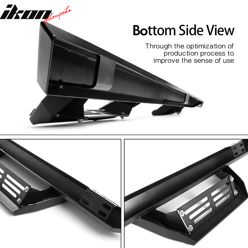 1999-2016 Ford F-250 Superduty IKON V2 Black Running Board Solid Steel