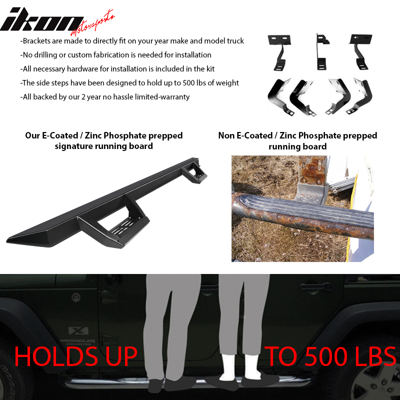 2009-2014 Ford F-150 Crew Cab IKON V2 Black Running Boards Solid Steel