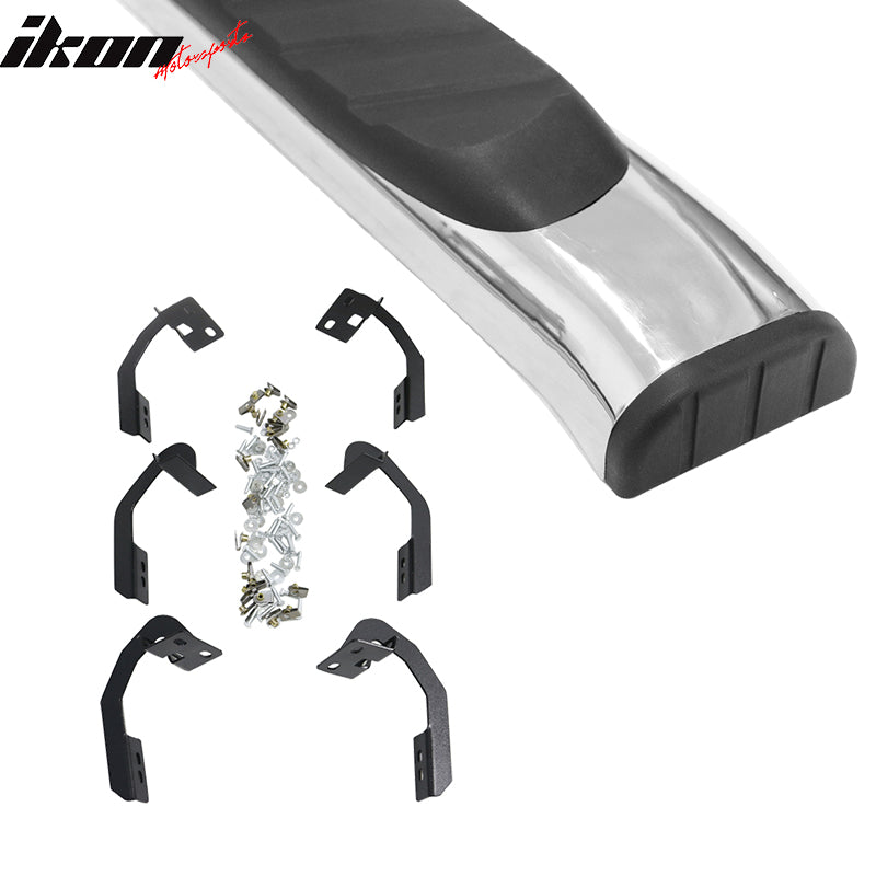 2004-2014 Ford F150 Crew Cab OE Style Silver Black Running Board Steel