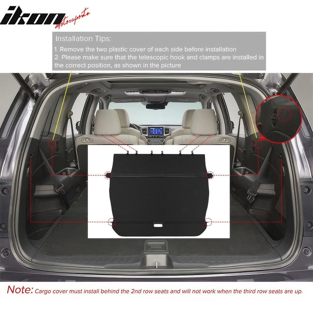 2016-2022 Honda Pilot Factory PVC Cloth Retractable Cargo Cover Shade