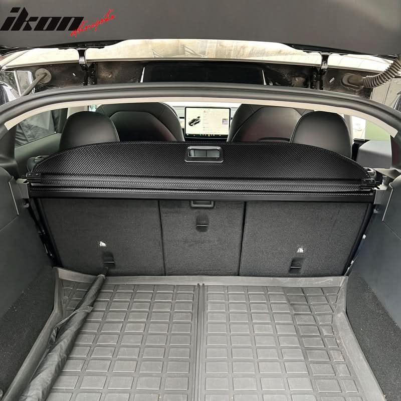 2020-2022 Tesla Model Y CF Texture Style Retractable Trunk Cargo Cover