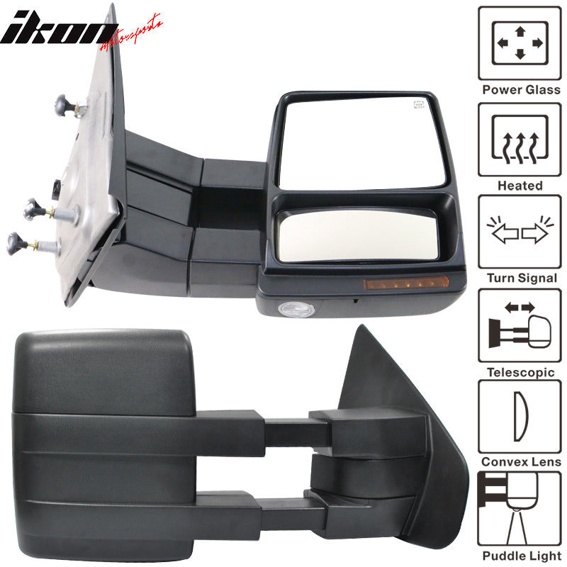 2007-2014Â F150 Tow Mirrors Power Heated Turn Signal Puddle Light 2PC