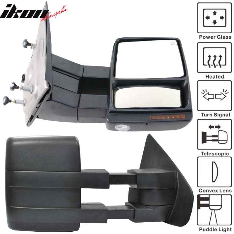 2007-2014Â F150 Tow Mirrors Power Heated Turn Signal Puddle Light 2PC