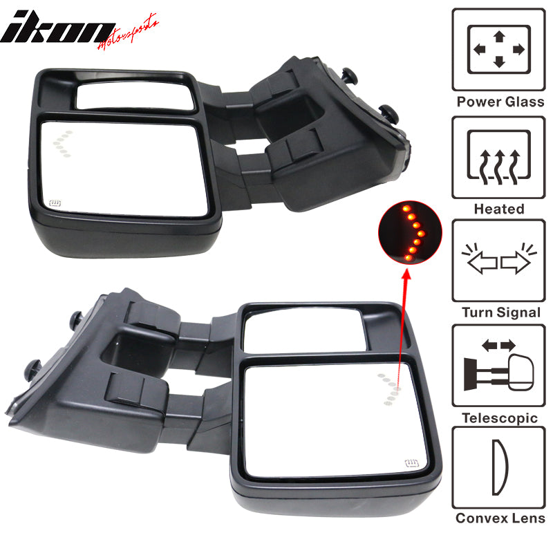 2008-2015Â F250 Towing Tow Mirrors Power Heated Signal Arrow Light