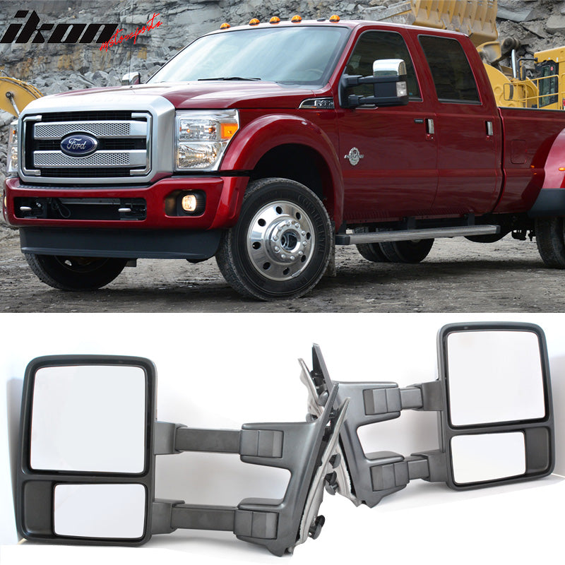 1999-2015 F250F550 Side Towing Mirror Manual Signal Light Chrome 2PC