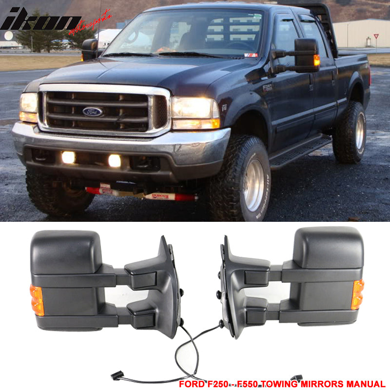 1999-2015 Ford F250 F550 Tow Towing Mirrors Manual Pair