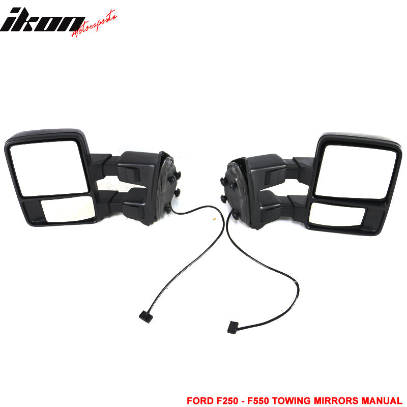 1999-2015 Ford F250 F550 Tow Towing Mirrors Manual Pair