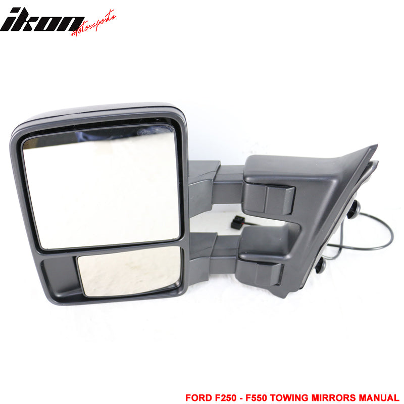 1999-2015 Ford F250 F550 Tow Towing Mirrors Manual Pair