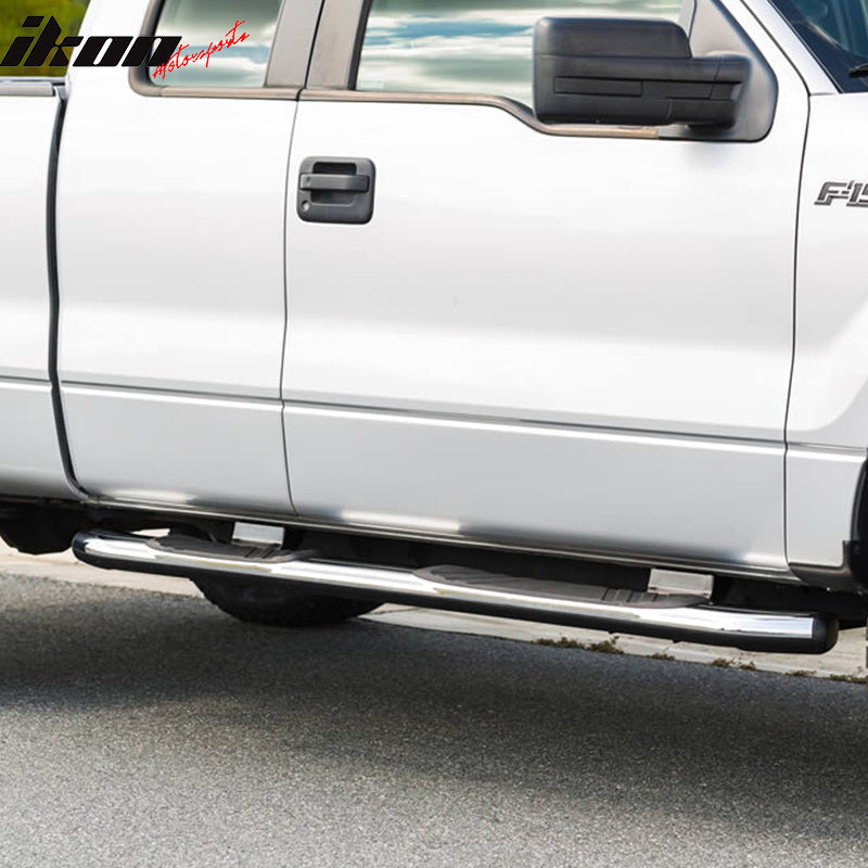 2004-2014 Ford F150 Extended Cab OE Silver Black Running Board Steel