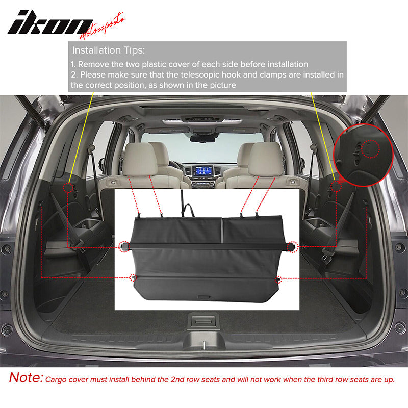 2016-2022 Honda Pilot Factory PVC Cloth Retractable Cargo Cover Shade