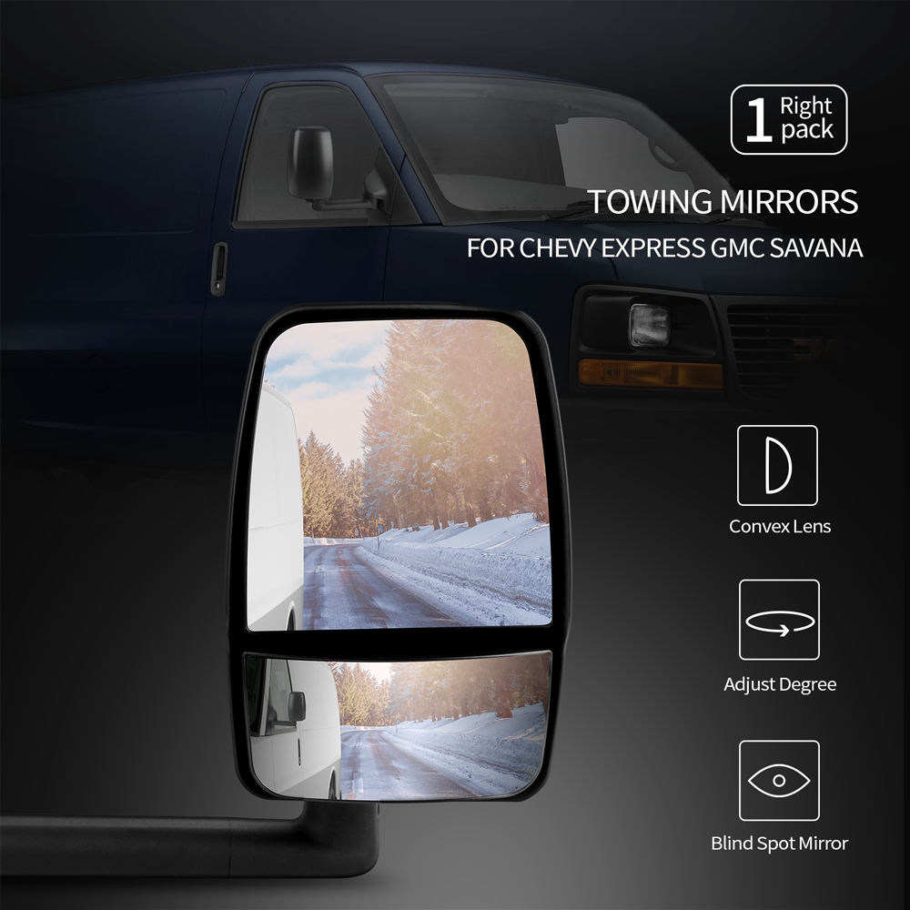 2003-2017Â Chevy Express GMC Savana Side View Towing Mirror Textured