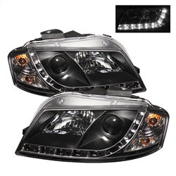 Spyder Signature Audi A3/A3 Quattro 06-08 Not For Use w/Xenon/HID Models DRL LED Projector Headlights Halogen Model Only Black