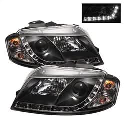 Spyder Signature Audi A3/A3 Quattro 06-08 Not For Use w/Xenon/HID Models DRL LED Projector Headlights Halogen Model Only Black