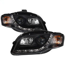 Spyder Signature Audi A4/A4 Quattro 06-08 Halogen Model Only DRL LED Projector Headlights Not Compatible With Xenon/HID Model Black