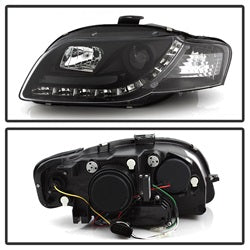 Spyder Signature Audi A4/A4 Quattro 06-08 Halogen Model Only DRL LED Projector Headlights Not Compatible With Xenon/HID Model Black