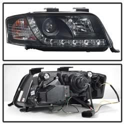 Spyder Signature Audi A6/A6 Quattro 02-04 Not For Use w/Xenon/HID Models DRL LED Projector Headlights Halogen Model Only Black