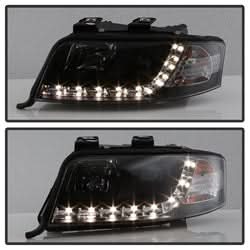 Spyder Signature Audi A6/A6 Quattro 02-04 Not For Use w/Xenon/HID Models DRL LED Projector Headlights Halogen Model Only Black