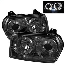 Spyder Signature Chrysler 300 05-08 Uses T10 LED Ultra White LED Bulb Dual Halo LED Projector Headlights Smoke