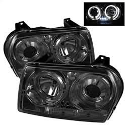 Spyder Signature Chrysler 300 05-08 Uses T10 LED Ultra White LED Bulb Dual Halo LED Projector Headlights Smoke