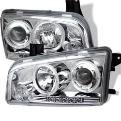 Spyder Dodge Charger 06-10 Projector Headlights - Halogen Model Only ( Not Compatiable With Xenon/HID Model ) - LED Halo - LED ( Replaceable LEDs ) - Chrome - High H1 (Included) - Low 9006 (Not Included)