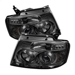 Spyder Signature Ford F-150 04-08 Version 2 Halo LED Projector Headlights Uses T10 LED Ultra White LED Bulb Smoke