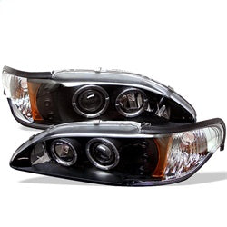 Spyder Signature Ford Mustang 94-98 1 pc. Halo LED Projector Headlights Amber Reflector Black