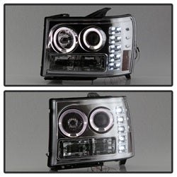 Spyder Signature GMC Sierra 1500/Sierra 2500 HD/Sierra 3500 HD 07-13 Chrome Halo Projector Headlights