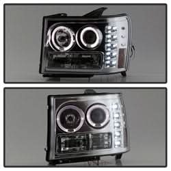 Spyder Signature GMC Sierra 1500/Sierra 2500 HD/Sierra 3500 HD 07-13 Chrome Halo Projector Headlights