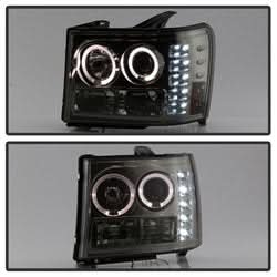 Spyder Signature GMC Sierra 1500/Sierra 2500 HD/Sierra 3500 HD 07-13 High H1 And Low H1 Smoke Halo Projector Headlights