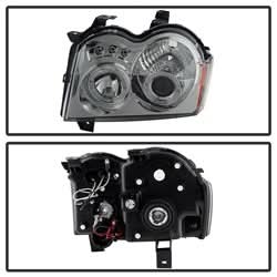 Spyder Signature Jeep Grand Cherokee 05-07 Uses T10 LED Ultra White LED Bulb Halo LED Projector Headlights Smoke