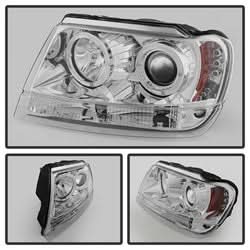 Spyder Jeep Grand Cherokee 99-04 Projector Headlights - LED Halo - Chrome
