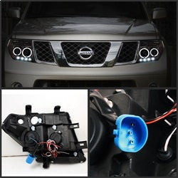 Spyder Signature Nissan Frontier/Pathfinder 05-08 Smoke Halo LED Projector Headlights