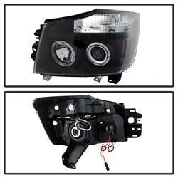 Spyder Signature Nissan Armada/Armada (Pathfinder)/Titan 05-07 Low Beam Bulb Included Halo LED Projector Headlights High Beam Uses Stock Bulb Black