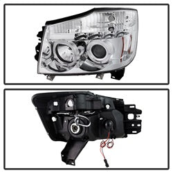 Spyder Signature Nissan Armada/Armada (Pathfinder)/Titan 05-07 Low Beam Bulb Included Halo LED Projector Headlights High Beam Uses Stock Bulb Chrome