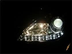 Spyder Signature Mercedes-Benz SLK280/SLK300/SLK350/SLK55 AMG 06-08 Xenon/HID Model Only DRL LED Projector Headlights Not Compatible w/Halogen Model Chrome