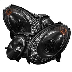 Spyder Signature Mercedes-Benz E320/E350/E500 03-06 Halogen Model Only DRL LED Projector Headlights Not Compatible w/Xenon/HID Model Black