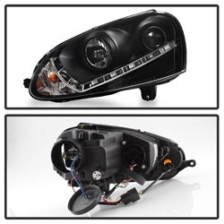 Spyder Signature Volkswagen GTI/Jetta/Rabbit 06-09 Halogen Model Only DRL LED Projector Headlights Not Compatible w/Xenon/HID Model Black