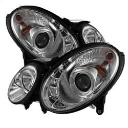 Spyder Signature Mercedes-Benz E320/E350/E550/E63 AMG 07-09 Halogen Model Only DRL LED Projector Headlights Not Compatible With Xenon/HID Model Chrome