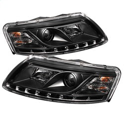 Spyder Signature Audi A6/A6 Quattro 06-07 Not For Use w/Xenon/HID Models DRL LED Projector Headlights Halogen Model Only Black