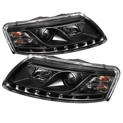 Spyder Signature Audi A6/A6 Quattro 06-07 Not For Use w/Xenon/HID Models DRL LED Projector Headlights Halogen Model Only Black