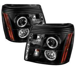 Spyder Signature Cadillac Escalade/Escalade ESV/Escalade EXT 02-03 Halogen Model Only Halo DRL LED Projector Headlight Not Compatible w/Xenon/HID Model Black
