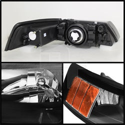 OE Ford Mustang 99-04 OEM XTune Headlights Amber/Black