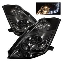Spyder Signature Nissan 350Z 03-05 Halogen Model Only DRL LED Projector Headlights Not Compatible w/Xenon/HID Model Smoke