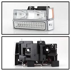 xTune 94-98 Chevy C/K C/10 1500/2500/3500/92-99 Tahoe/92-99 Suburban/94-98 Silverado/92-94 Blazer Full SizeCorner/LED Bumper Headlights - Chrome