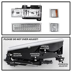 xTune 94-98 Chevy C/K C/10 1500/2500/3500/92-99 Tahoe/92-99 Suburban/94-98 Silverado/92-94 Blazer Full SizeCorner/LED Bumper Headlights - Chrome