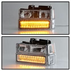 xTune 94-98 Chevy C/K C/10 1500/2500/3500/92-99 Tahoe/92-99 Suburban/94-98 Silverado/92-94 Blazer Full SizeCorner/LED Bumper Headlights - Chrome
