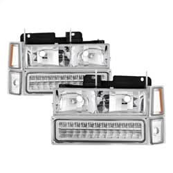 xTune 94-98 Chevy C/K C/10 1500/2500/3500/92-99 Tahoe/92-99 Suburban/94-98 Silverado/92-94 Blazer Full SizeCorner/LED Bumper Headlights - Chrome