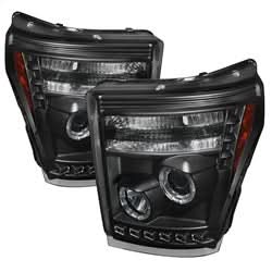 Spyder Signature Ford F-250 Super Duty/F-350 Super Duty/F-450 Super Duty 11-16 Black Halo LED Projector Headlights