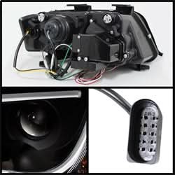 Spyder Signature Audi A6/A6 Quattro 02-04 Light Tube DRL LED Projector Headlights Not For Use w/Xenon/HID Models Halogen Model Only