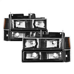 xTune Chevrolet C1500 Pickup/C1500 Suburban/C2500 Pickup/C2500 Suburban/C3500 Pickup/K1500 Pickup/K1500 Suburban/K2500 Pickup/K2500 Suburban/K3500 Pickup/Tahoe 94-98 w/Corner And Parking Lights XTune Headlights 8 pc. Set Black